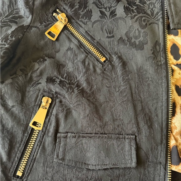 MIDNIGHT VELVET Black Jacquard Moto Jacket | Gothic Luxe Biker Chic - Medium - Picture 13 of 17